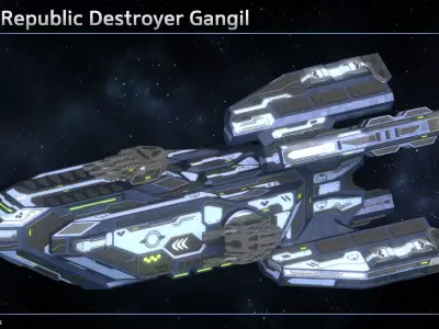 Spaceship Enkar Republic Destroyer Gangil Low-poly 3D model