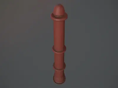Barrier Bollard pack 5 Red v3 Low-poly 3D model