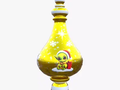 Charming Baby Holiday Golden Bauble 3D PBR Low poly  Low-poly 3D model