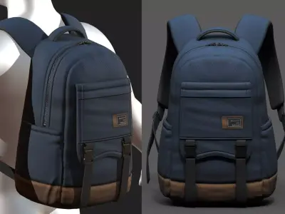 Backpack bag baggage Color  Low-poly 3D model
