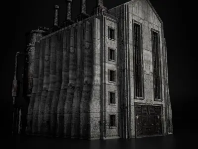 INDUSTRIAL SCIFI BUILDING 02 Low-poly 3D model