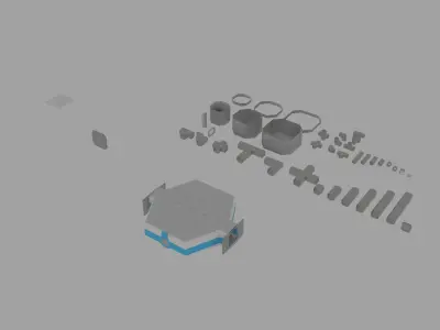 Make your own space station layout - Extended Medbay add-on Low-poly 3D model