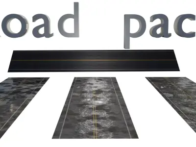 GAME ready ROAD asset pack Low-poly 3D model
