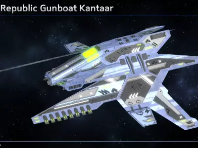 Spaceship Enkar Republic Gunboat Kantaar Low-poly 3D model