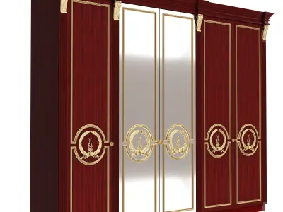 Classic Wardrobe Furniture 0402 Wood Low-poly 3D model