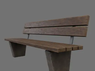Public Street Bench Low-poly 3D model