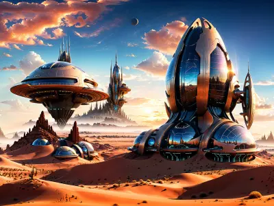 HDRI Futuristic City Low-poly 3D model