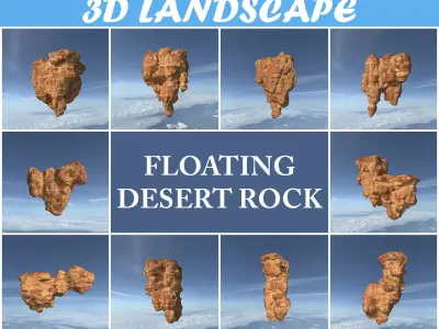 Low poly Floating Desert Rock Pack 200827 Low-poly 3D model