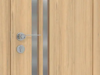 Modern Wooden Interior Door with Furniture 003 3D model