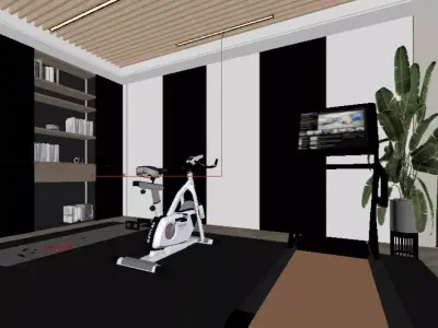Modern luxury style home fitness area 3D model