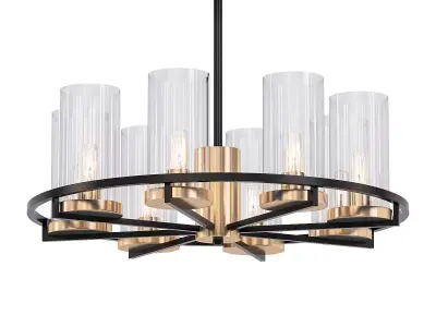 Goran chandelier with gold and clear glass shades 3D model