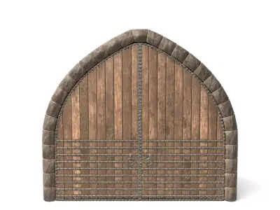 Medieval Arched Wooden Door  3D model