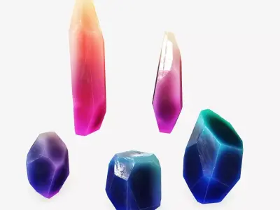 Crystal Set Low-poly 3D model