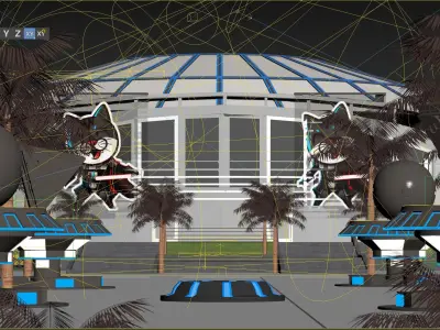 Stadium with alley shops 3D model