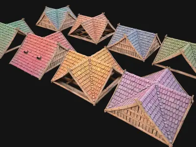 Medieval Corner Roof Low-poly 3D model