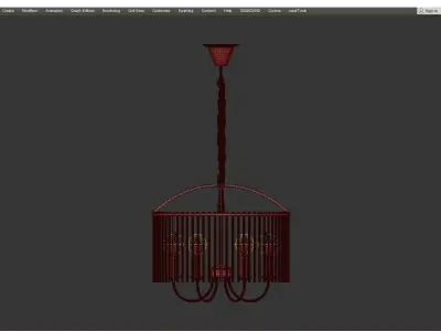 Round Chandelier Lighting Minimalist 6 Head Clear Crystal Low-poly 3D model
