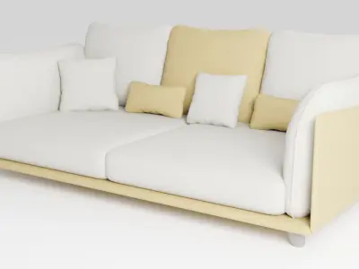 The sofa in a modern style is made of light-colored fabric 3D model