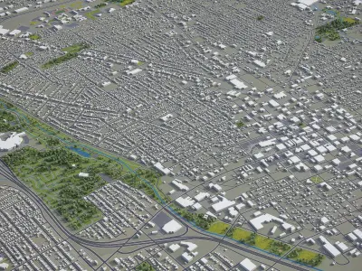 Canton - 3D City Model Low-poly 3D model