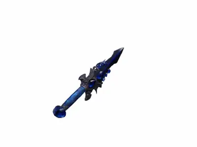   Obsidian Blade With Full Of Navy-blue Crystal knife 3d Render 3D model