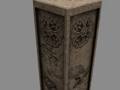 pillar 7 four pillars Low-poly 3D model
