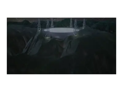 Night Fast radio telescope moutain landscape 3D model