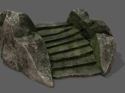 Stairs set of made out of rocks Low-poly 3D model buy
