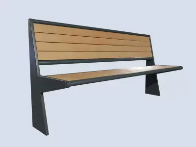 Street bench low poly pbr game ready Low-poly 3D model 2