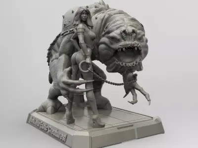 STAR WARS RANCOR TAMER GIRL PIN UP 3D print model