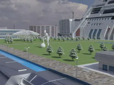 Futuristic Platform City  Modular Sci-Fi 3D model