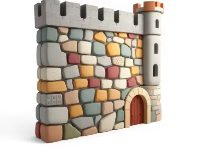 Colorful Castle Wall model pack Low-poly 3D model