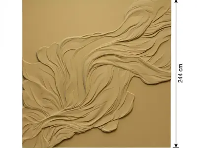 Modern  Flowing Relief Panel Wall Decor Set STL Mural CNC 332 3D model