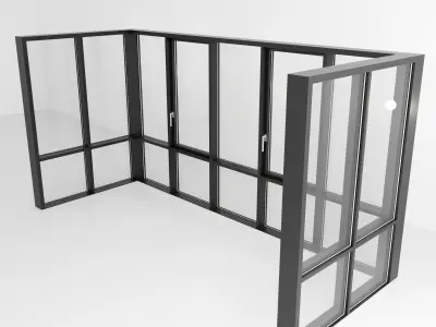 Panoramic glazing Stained glass 100 Low-poly 3D model