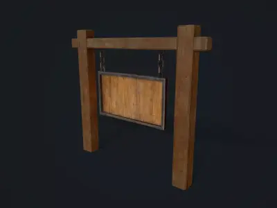 Medieval Signboard Low-poly 3D model