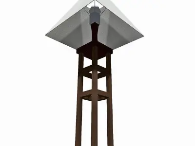 Wooden tabletop lamp 3D model