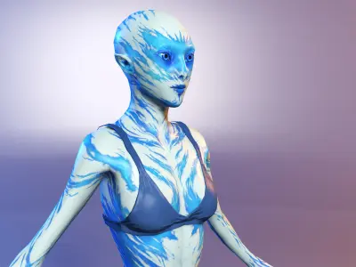 Alien Woman Elf Female Girl PBR Low-poly 3D model