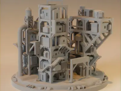 Cyberpunk City Ready Player One for 3D printing Free low-poly 3D model
