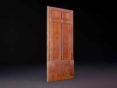 Vintage Distressed Wood Door Game Asset Low-poly 3D model