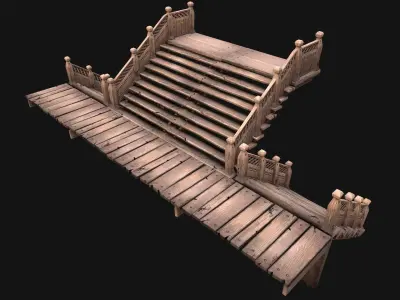 Medieval Staircase Stairwell Low-poly 3D model