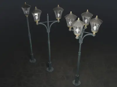 Set of Standart Street Lamps 3D model