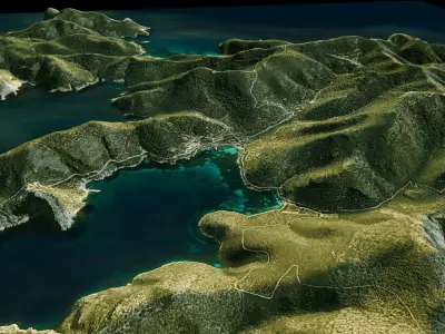 Cabrera Island 3d model terrain Low-poly 3D model