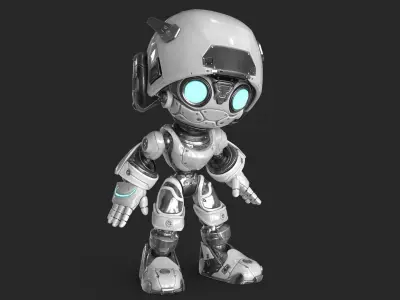 Droid RIGGED Low-poly 3D model