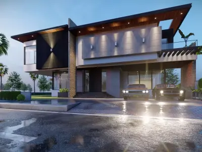 Modern Villa 3D model 1 kanal house 3D model