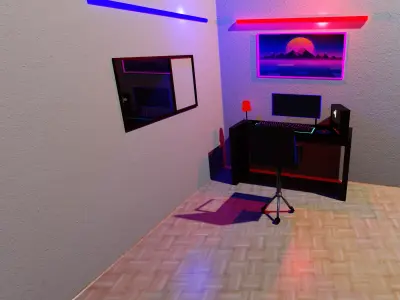 Gaming setup scene  Free 3D model