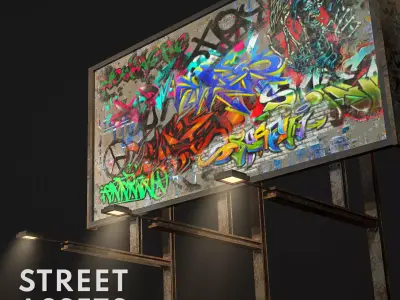 Rooftop Billboard in different variations Free low-poly 3D model