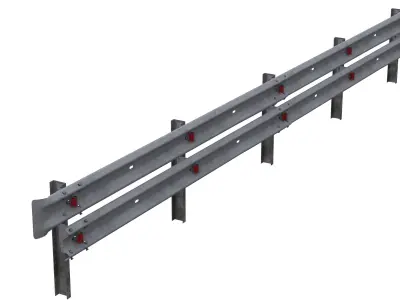 Road guard rails set 3D model