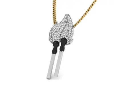  Matchstick 2 way Pendant  For Couple  3D print model