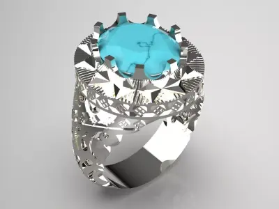 Man ring royal design with turquoise model mr0232 3D print model