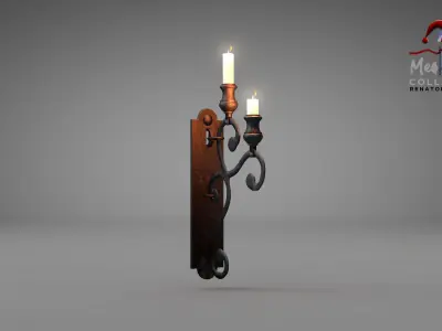 Medieval Wall Ilighting Vert 3D model