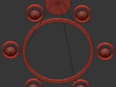 Ottico circular chandelier in brass with six lights 3D model