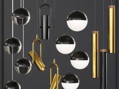 Pendant lights set 023 3D model